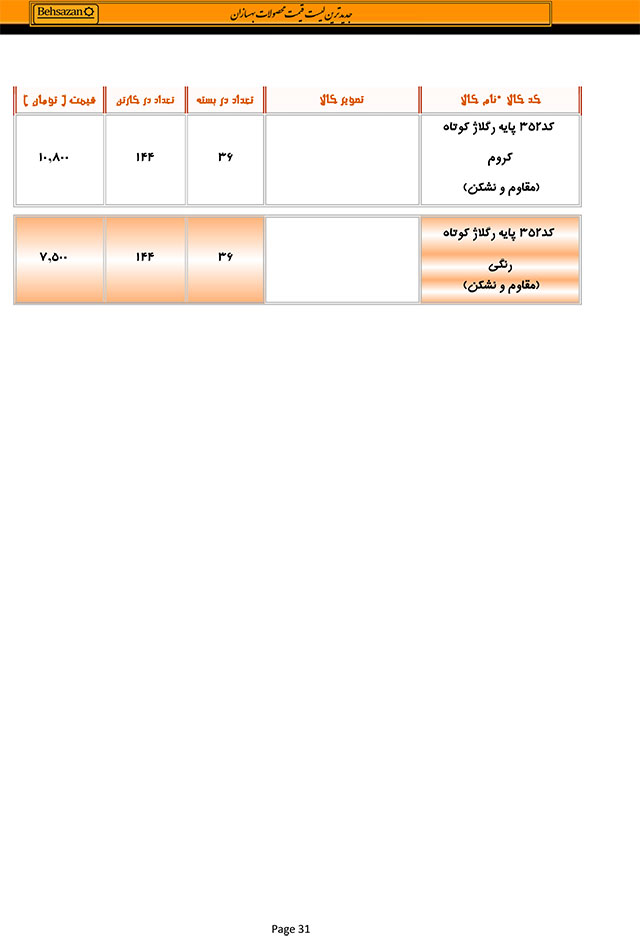 لیست قیمت بهسازان صفحه 31